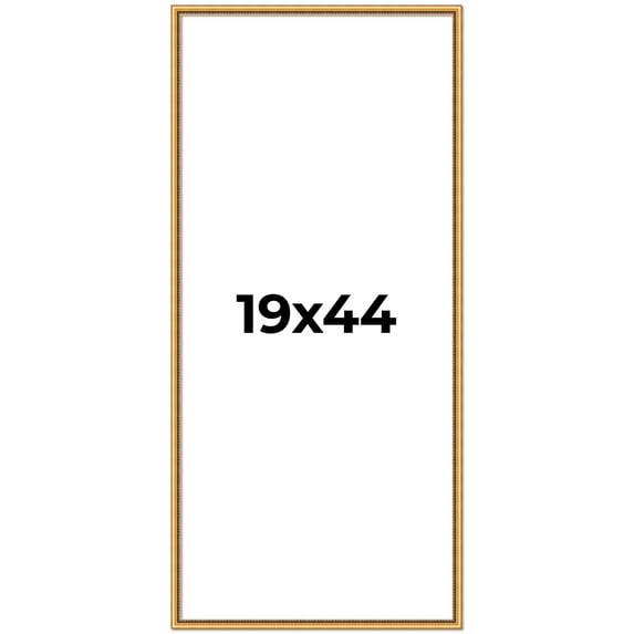 19x44 Frame Beaded Gold Solid Wood Picture Frame | 0.75 Inches Moulding Width | Liscio Oro