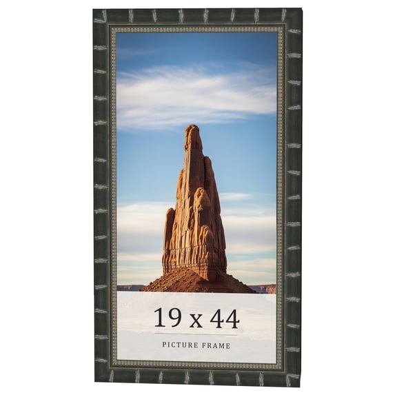 19x44 Frame Black Bamboo Solid Wood Picture Frame Width 1.5 Inches | Interior Frame Depth 0.5