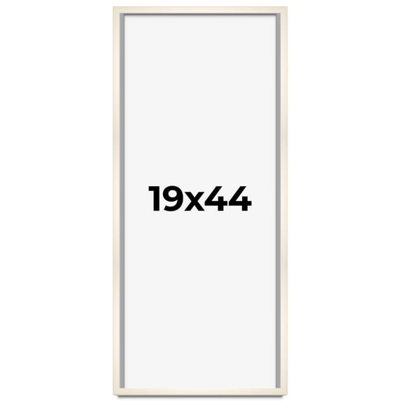 19x44 Shadow Box Cream of Wheat White Washed Display Frame | 0.875 Inches Deep Solid Wood Shadowbox