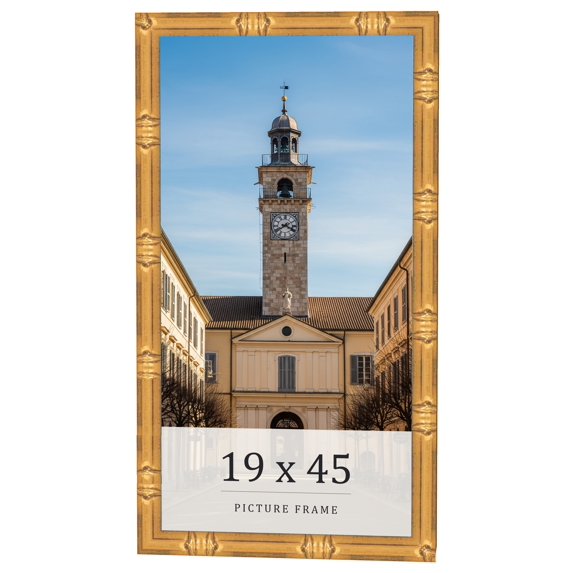 19x45 Frame Gold Bamboo Solid Wood Picture Frame | 1 Inch Moulding Width | Interior Frame Depth