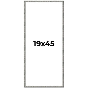 19x45 Frame Silver Grey Distressed Solid Wood Picture Frame | 0.75 Inch Moulding Width | Interior