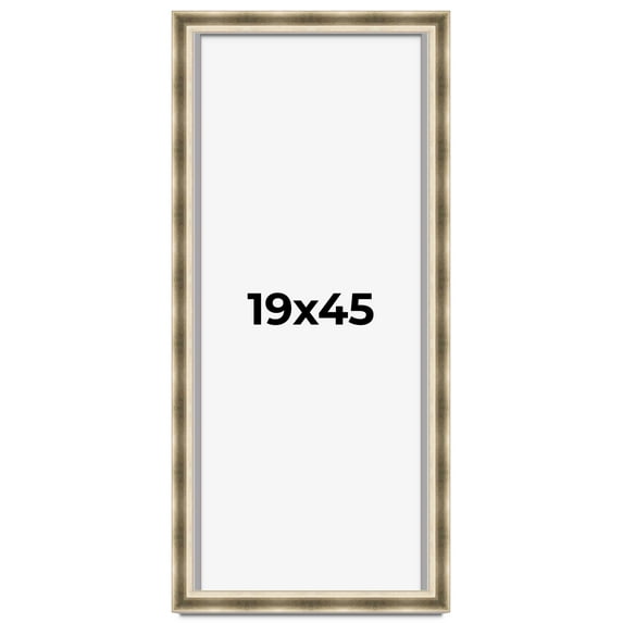 19x45 Shadow Box Frame Silver | 1.75 inches Deep Real Wood Traditional Shadowbox Display Frame | UV