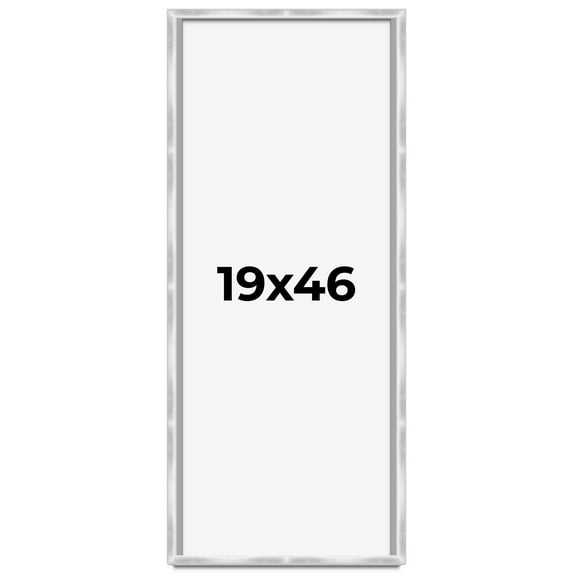 19x46 Frame Silver Whitewashed Wood Grain Solid Wood Shadow Box | 0.75 Inch Moulding Width | 0.75