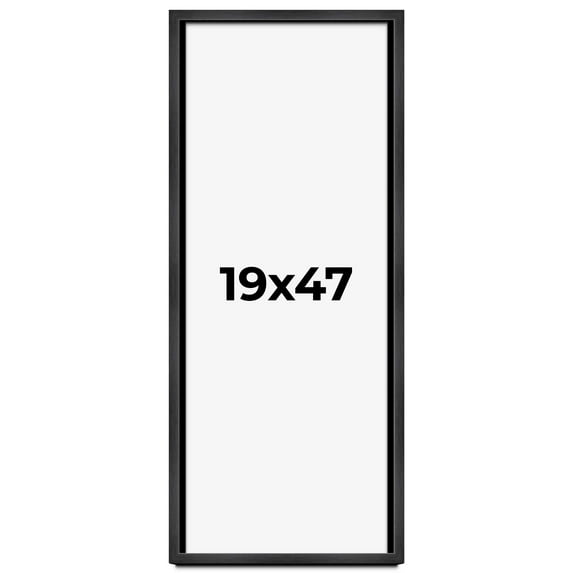 19x47 Frame Black Charcoal Grey Wood Textured Picture Frame | 0.75 Inch Moulding Width | Gunmetal