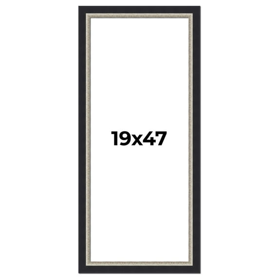 19x47 Frame Black Real Wood Picture Frame Width 2.25 Inches | Interior Frame Depth 0.5 Inches |