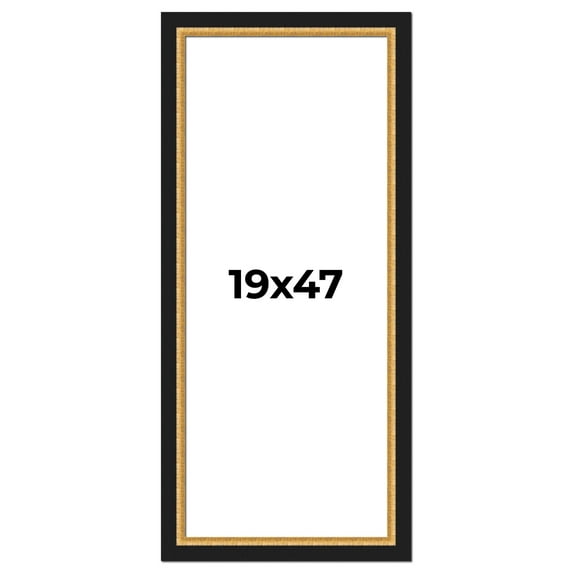 19x47 Frame Gold Real Wood Picture Frame Width 2.25 Inches | Interior Frame Depth 0.5 Inches |