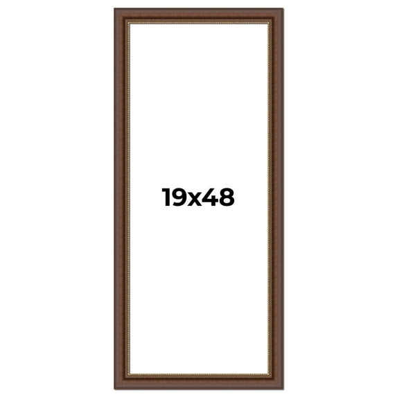 19x48 Copper and Brown Real Wood Picture Frame Width 2 inches | Interior Frame Depth 0.5 inches |