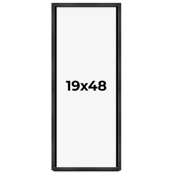 19x48 Frame Black Charcoal Grey Wood Textured Picture Frame | 0.75 Inch Moulding Width | Gunmetal