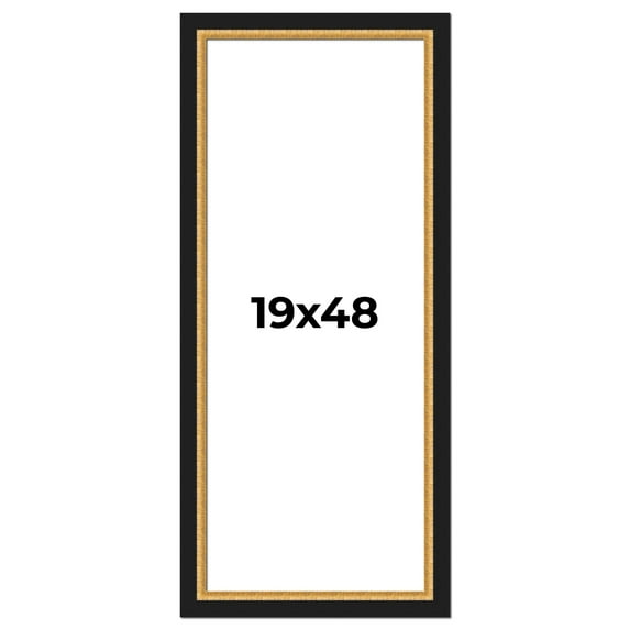19x48 Frame Gold Real Wood Picture Frame Width 2.25 Inches | Interior Frame Depth 0.5 Inches |