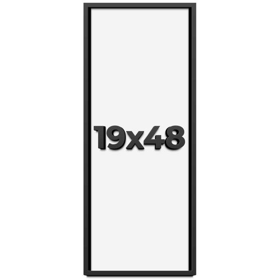 19x48 Shadow Box Frame Black | 1 inches Deep Real Wood Contemporary Shadowbox Display Frame | UV