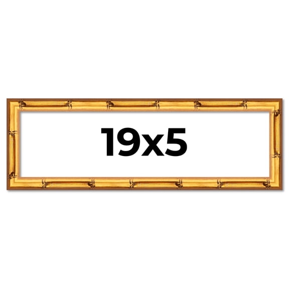 19x5 Frame Gold Bamboo Picture Frame - Complete Modern Photo Frame Includes UV Acrylic Shatter
