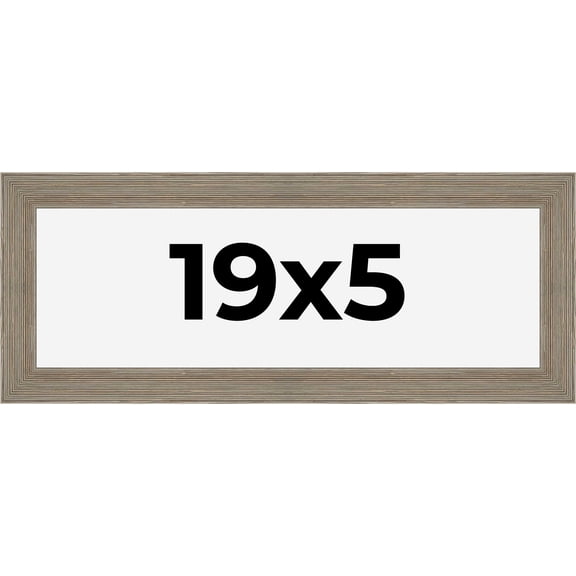 19x5 Frame Gray Barnwood Rustic Solid Wood Picture Frame | 1.5 Inch Moulding Width | Includes UV
