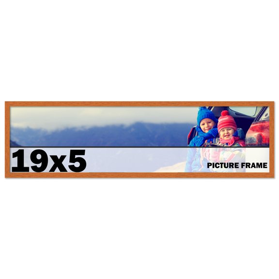 19x5 Frame Honey Pecan Brown Picture Frame - Modern Photo Frame Includes UV Acrylic Shatter Guard