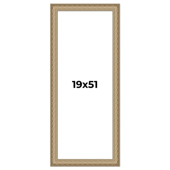 19x51 Frame Ornate Silver Beaded Solid Wood Picture Frame Width 2.5 Inches | Interior Depth 1