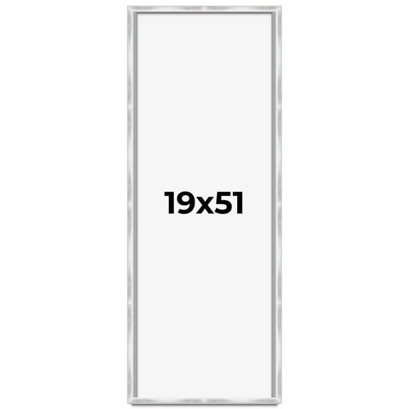 19x51 Frame Silver Whitewashed Wood Grain Solid Wood Shadow Box | 0.75 Inch Moulding Width | 0.75