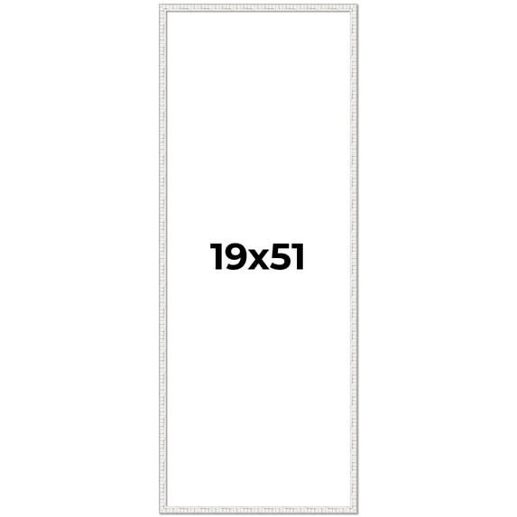 19x51 Frame White Scuffed Rustic Solid Wood Picture Frame | 0.75 Inch Moulding Width| Includes UV