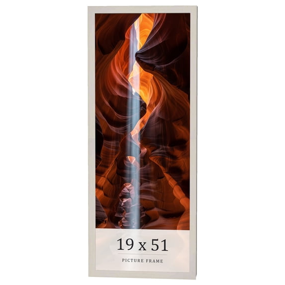 19x51 Frame White Wheat Solid Wood Picture Frame | Moulding Width 0.75 Inches | Interior Depth 0.5