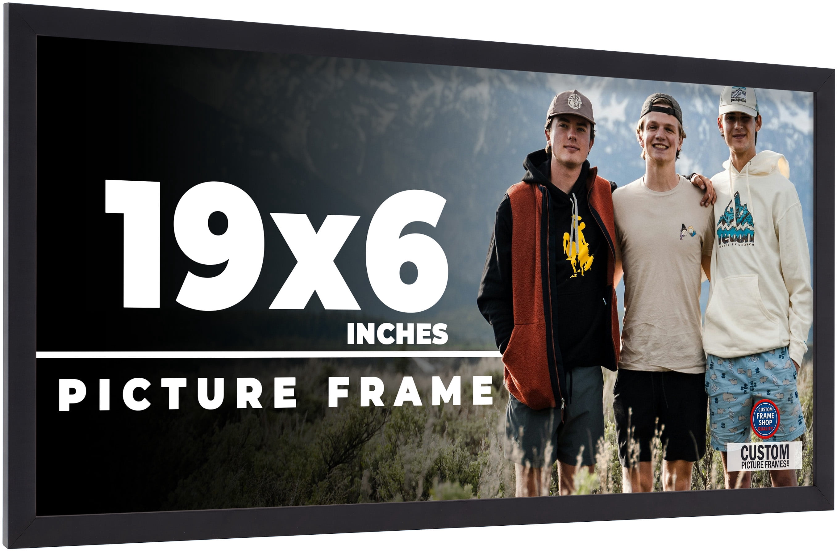 19x6 Frame Black Real Wood Picture Frame Width 0.75 inches | Interior ...