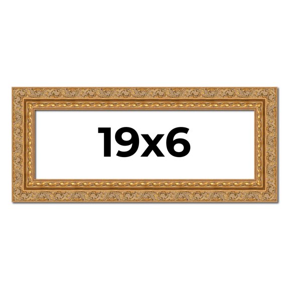 19x6 Frame Gold Ornate Solid Wood Picture Frame | 2 Inch Moulding Width | Firman Traditional Photo