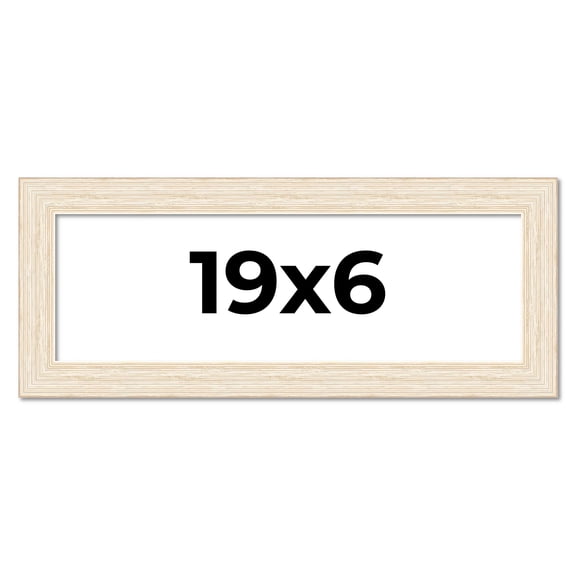 19x6 Frame White Barnwood Picture Frame Includes UV Acrylic Plexiglass, Acid Free Foam Backing