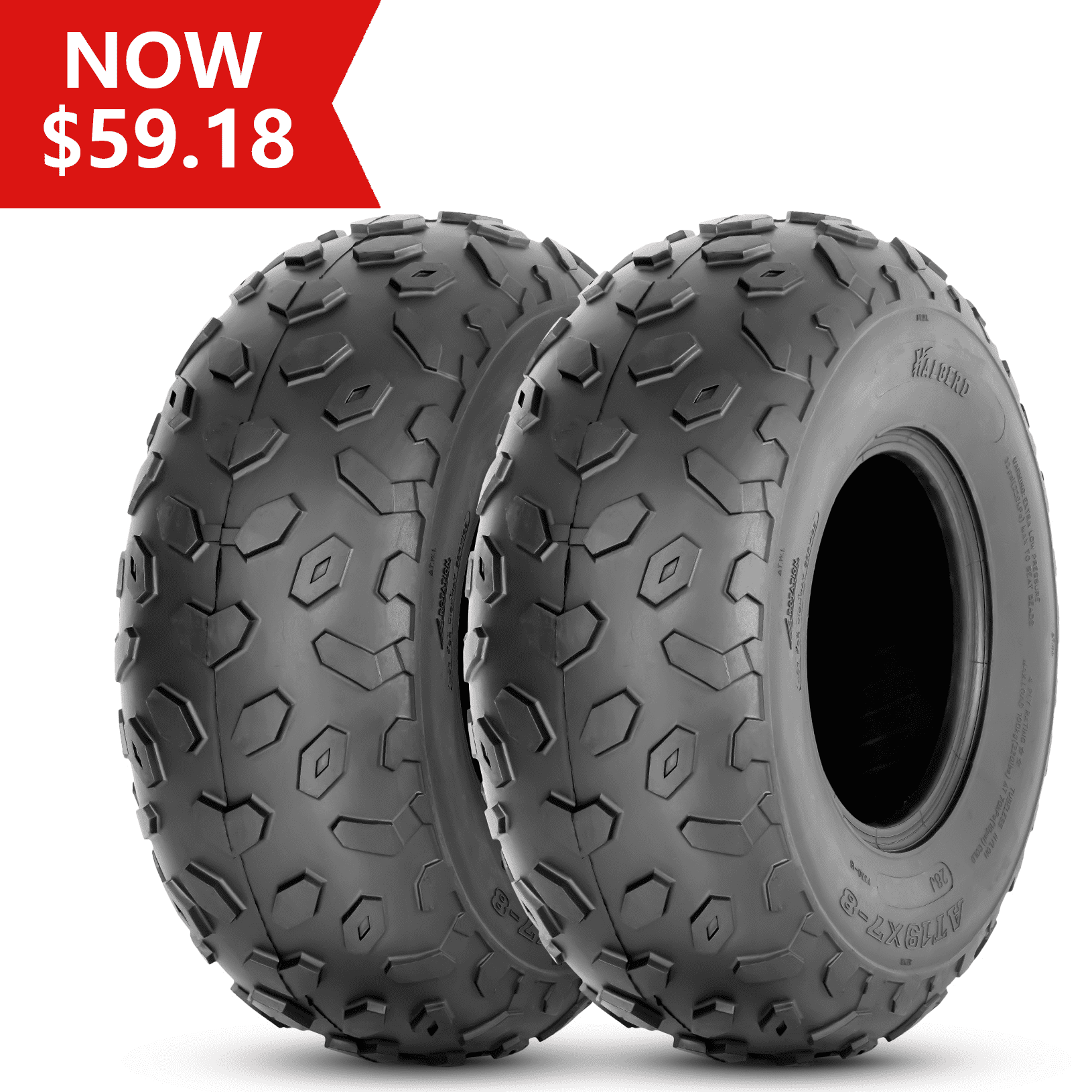19x78 ATV UTV Tires 19x7x8 Directional Tread 4PR Front Tires for All Terrain Set of 2