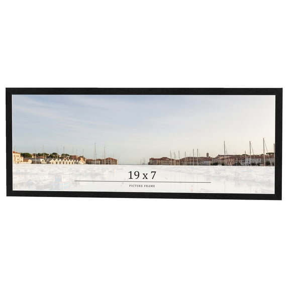 19x7 Frame Black Charcoal Grey Wood Textured Picture Frame | 0.75 Inch Moulding Width | Gunmetal