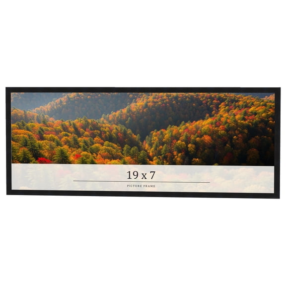 19x7 Frame Black Real Wood Picture Frame Width 0.75 inches | Interior Frame Depth 0.5 inches | Noir