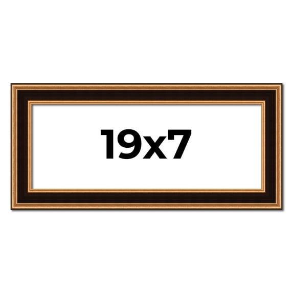 19x7 Frame Gold Brown Plein Air Vintage Solid Wood Picture Frame | 1.75 Inches Moulding Width |