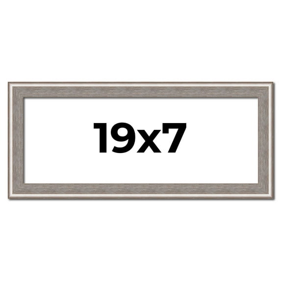 19x7 Frame Grey Real Wood Picture Frame Width 1.25 inches | Interior Frame Depth 0.5 inches | Hans