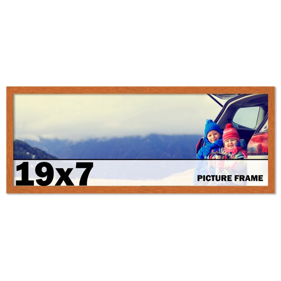 19x7 Frame Honey Pecan Brown Picture Frame - Modern Photo Frame Includes UV Acrylic Shatter Guard