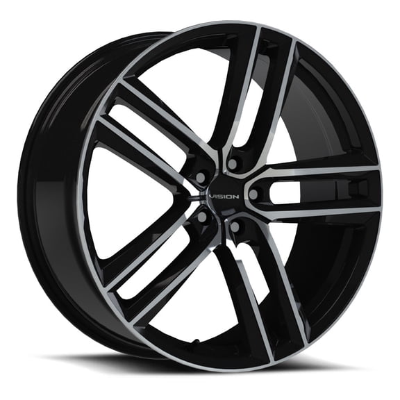 19x8.5 Vision 475V Clutch Gloss Black Machined Face Wheel 5x120 (35mm)