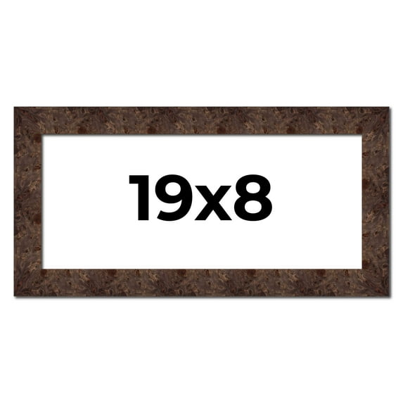 19x8 Frame Brown Burl Real Wood Picture Frame Width 1.625 Inches | Interior Frame Depth 0.5 Inches