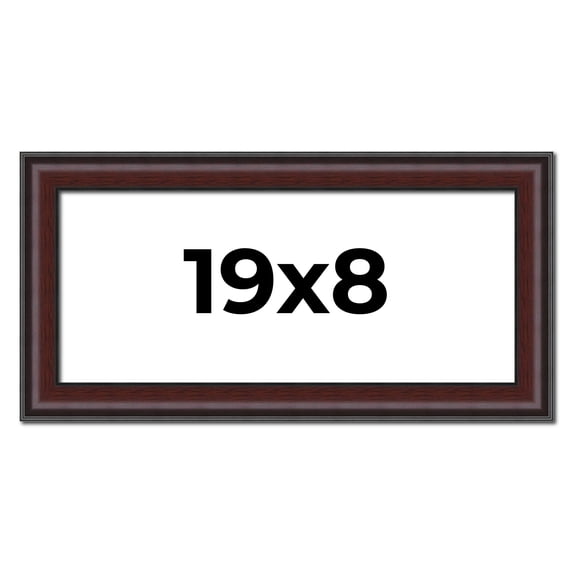 19x8 Frame Brown Round Mahogany Solid Wood Picture Frame | 1.625 Inch Moulding Width | with UV