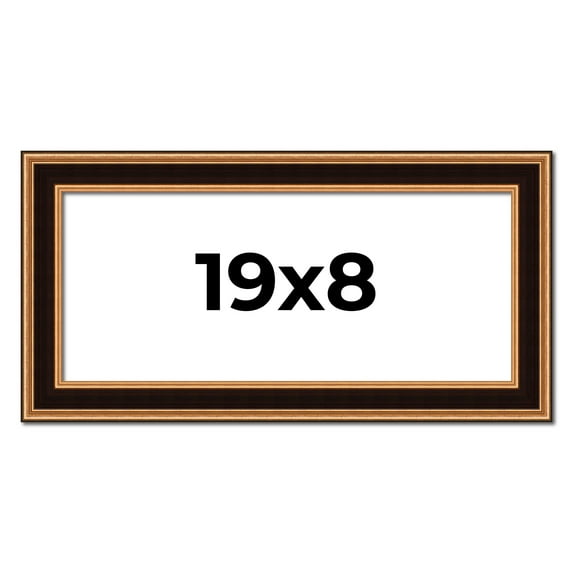 19x8 Frame Gold Brown Plein Air Vintage Solid Wood Picture Frame | 1.75 Inches Moulding Width |