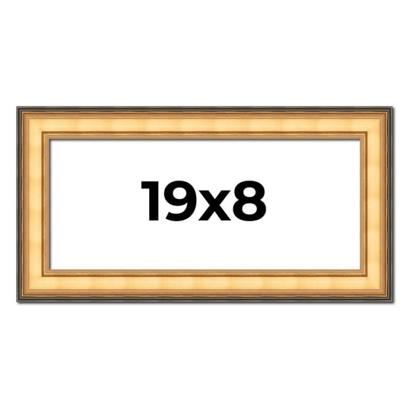 19x8 Frame Gold Plein Aire Solid Wood Picture Frame Width 2 Inches | Interior Frame Depth 0.5