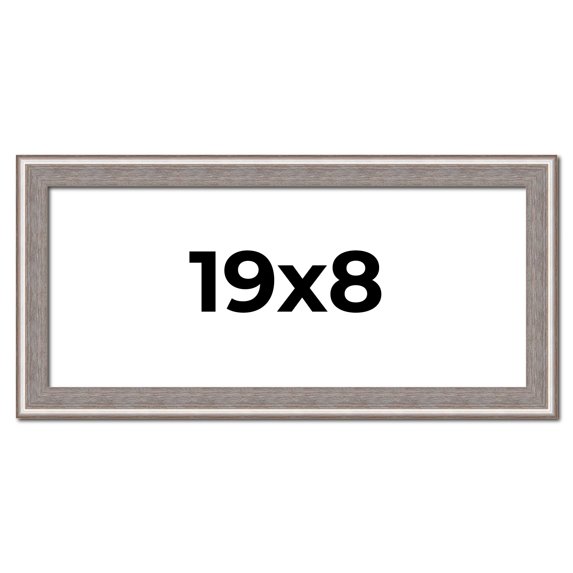 19x8 Frame Grey Real Wood Picture Frame Width 1.25 inches | Interior Frame Depth 0.5 inches | Hans