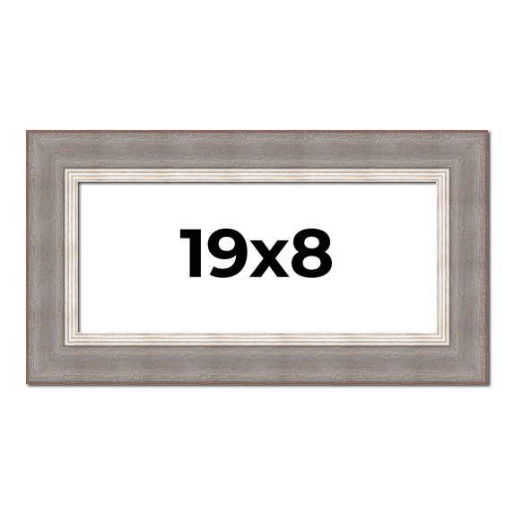 19x8 Frame Grey Real Wood Picture Frame Width 2.75 Inches | Interior Frame Depth 0.5 Inches | Linus