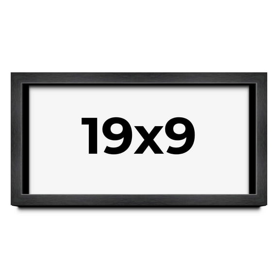 19x9 Frame Black Charcoal Grey Wood Textured Picture Frame | 0.75 Inch Moulding Width | Gunmetal