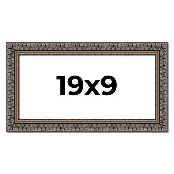 19x9 Frame Black Feather Payton Ornate Solid Wood Picture Frame Width 1.75 Inches | Interior Depth