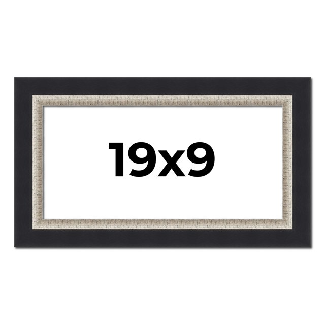 19x9 Frame Black Real Wood Picture Frame Width 2.25 Inches | Interior Frame Depth 0.5 Inches |