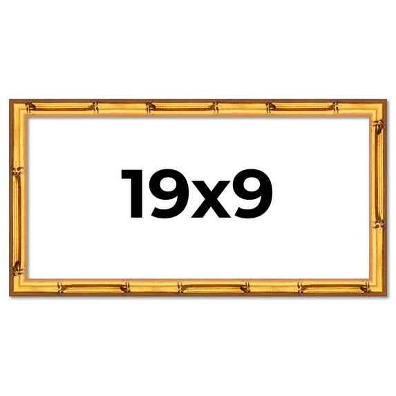 19x9 Frame Gold Bamboo Solid Wood Picture Frame | 1 Inch Moulding Width | Interior Frame Depth 0.75