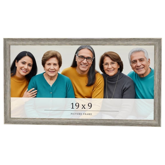 19x9 Frame Grey Solid Wood Picture Frame Width 1 Inches | Interior Frame Depth 0.5 Inches |