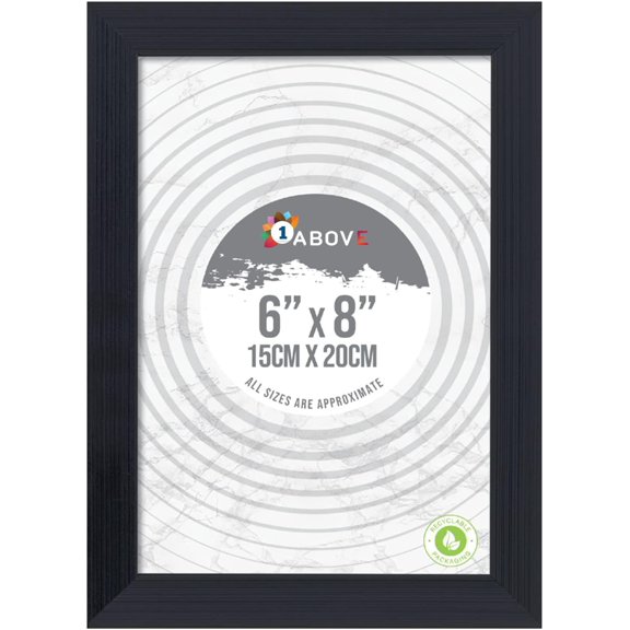 1ABOVE 6 x 8in Black Ribbed Photo Frame for Wall or Freestanding Use