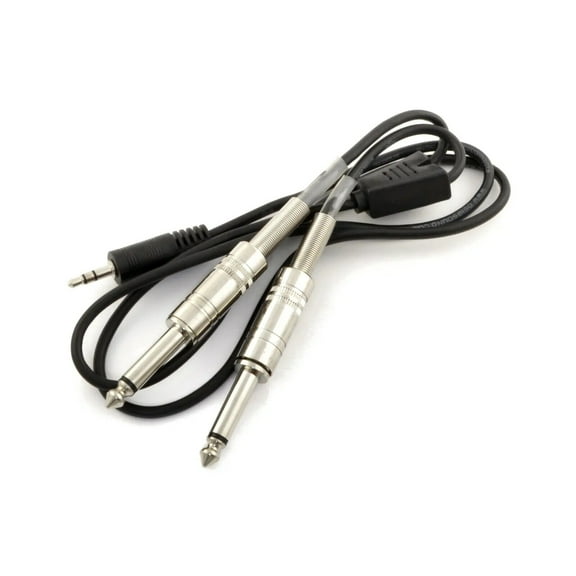 1AUX 3.5-Inch MP3 to DUAL 1/4-Inch Speaker Cable Y Adapter Plug Jack Black (3FT)