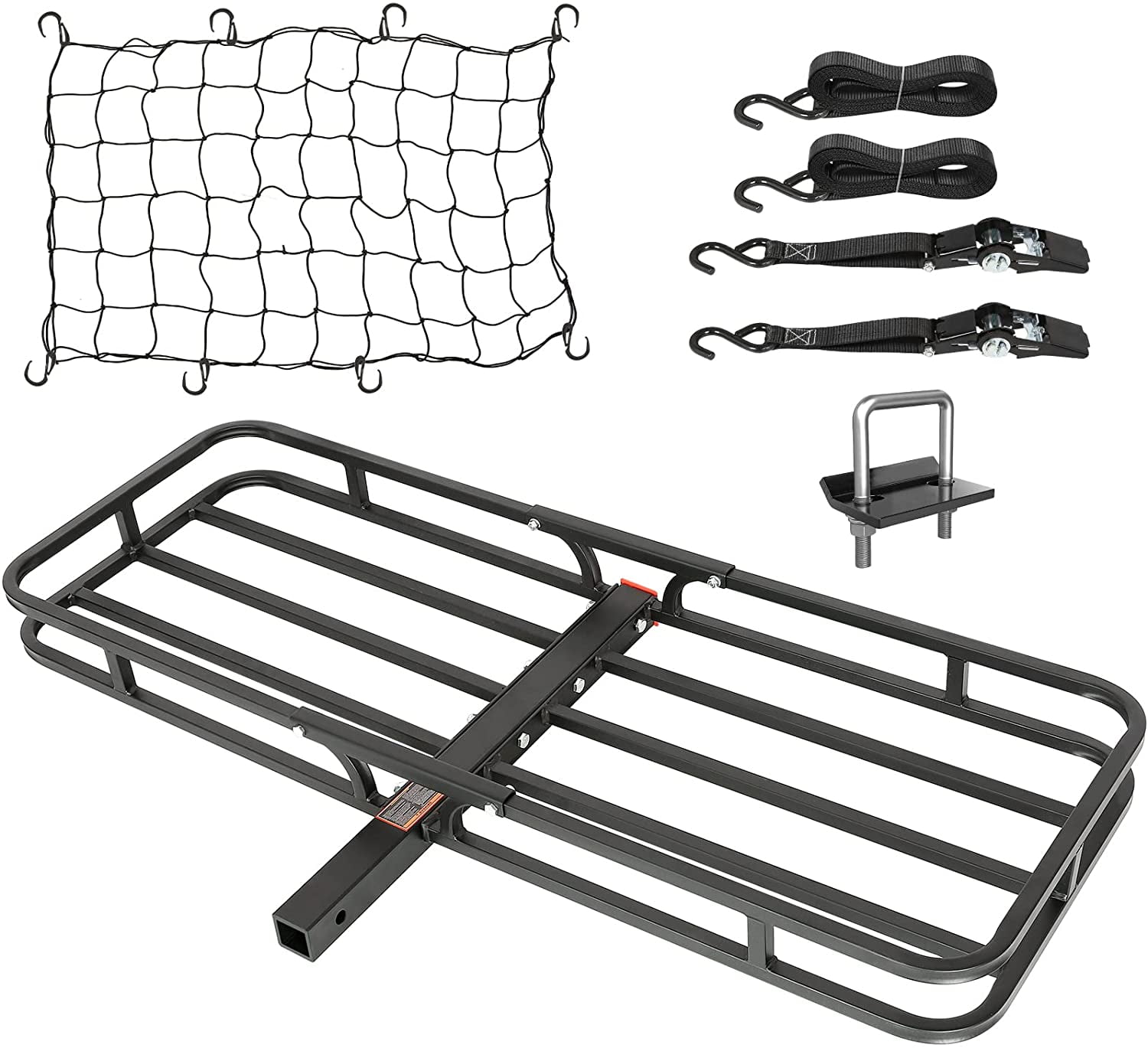 1AutoDepot Hitch Cargo Carrier, 53 x 19 x 41/8 Inch, Compact Hitch Mount Cargo Carrier with Net