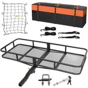 1Autodepot 60" x 24" x 6" Hitch Cargo Carrier, 500Lbs Capacity Hitch Rack with Waterproof Bag, 2" Folding Shank, Black Steels