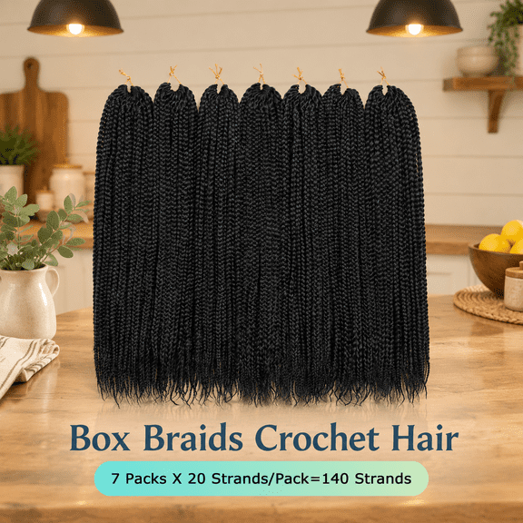 1B 18 Inch Pre Looped Crochet Box Braiding Hair Extensions 7 Pack