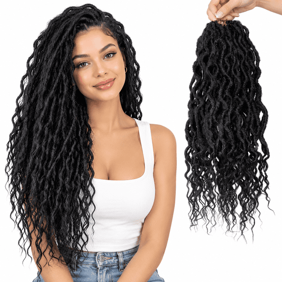 1B 18 Inch Soft Goddess Faux Locs Crochet Synthetic Braiding Hair Extensions