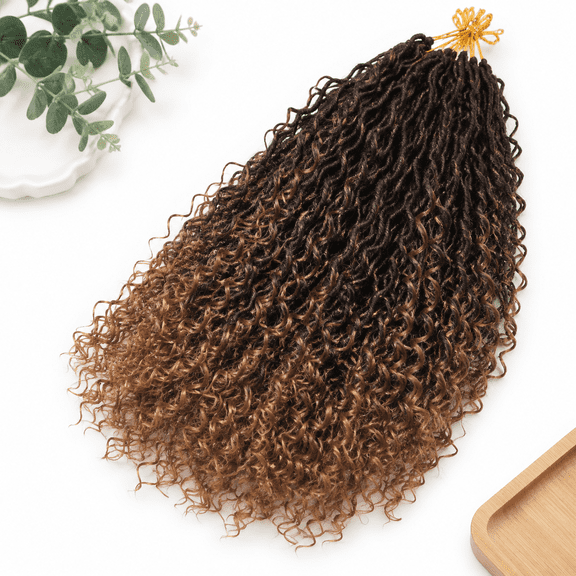 1B/30 12 Inch(8 Packs) Soft Faux Goddess Locs Crochet Hair Extensions with Curly Ends