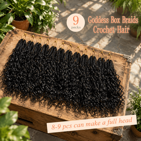 1B 8 Inch (Pack of 9) Boho Box Crochet Hair Extensions with Curly Ends